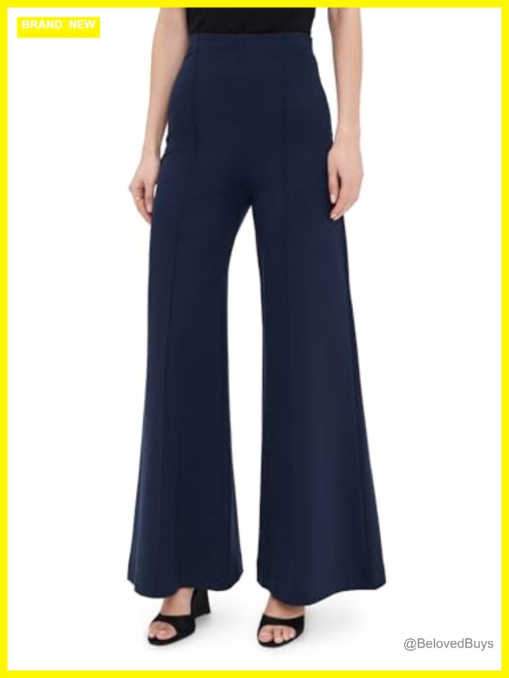 Women's Ponte Knit Wide Leg Palazzo Pants High Rise Pull On Loose Fit